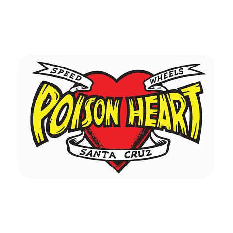 Santa Cruz Speed Wheels Poison Heart Sticker 5 in x 3.125 in