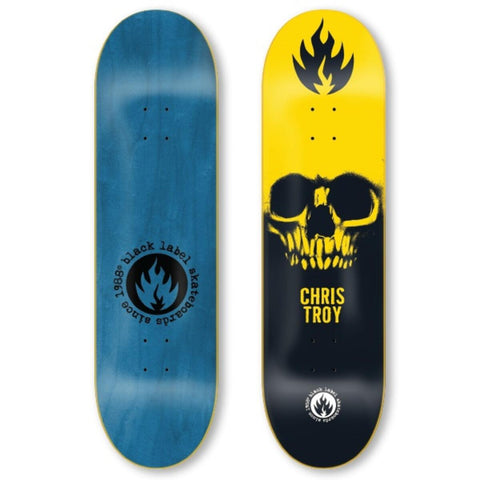 Black Label Chris Troy Skull 8.5 x 32.38 Skateboard Deck-Yellow