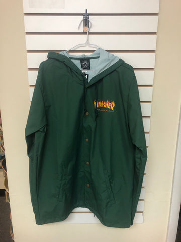 Thrasher green nylon hooded jacket