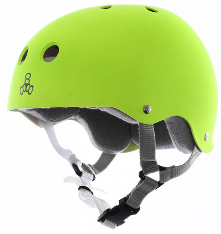 Triple 8 Sweatsaver Helmet with Sweatsaver Liner Neon Yellow Rubber Skate Helmet